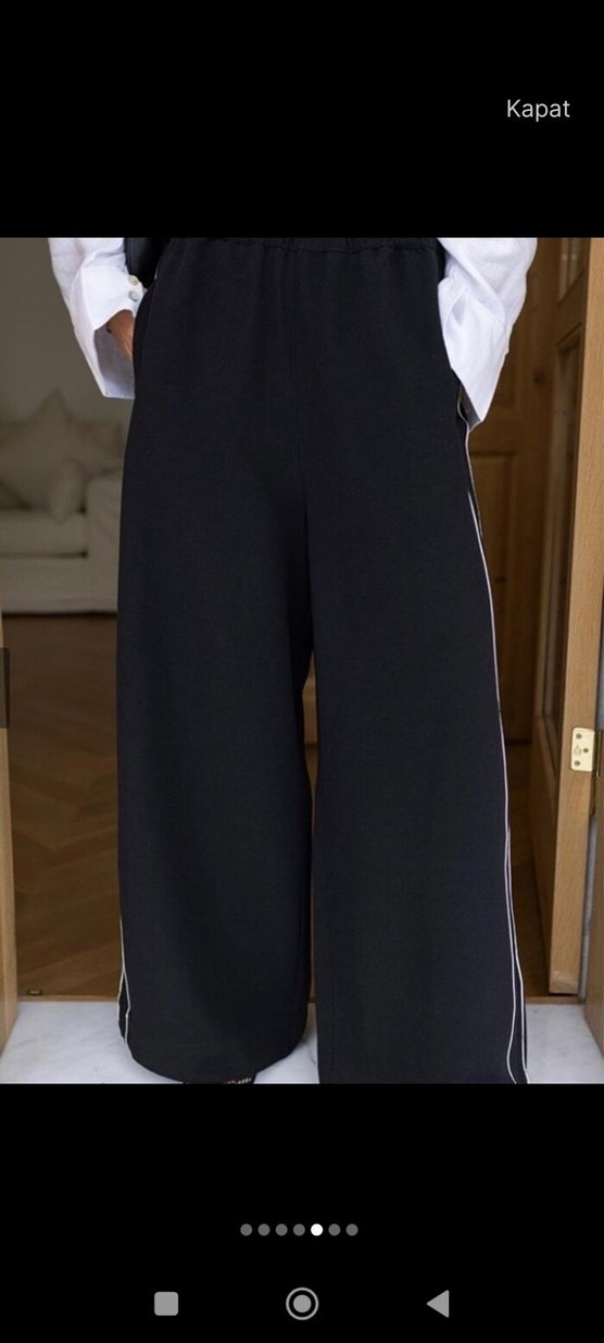 Siyah Midi Kadın Kumaş Pantolon - Görsel 3