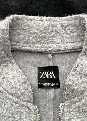 Zara Gri Fermuarlı Kadın Yünlü Ceket - Görsel 2