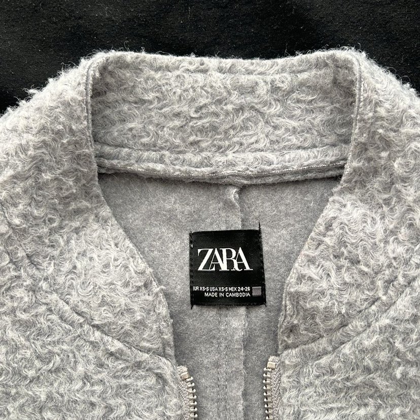 Zara Gri Fermuarlı Kadın Yünlü Ceket - Görsel 2