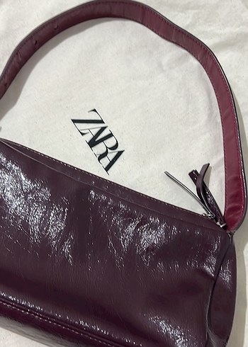 Zara Bordo Deri Fermuarlı Kadın Çanta - Görsel 2