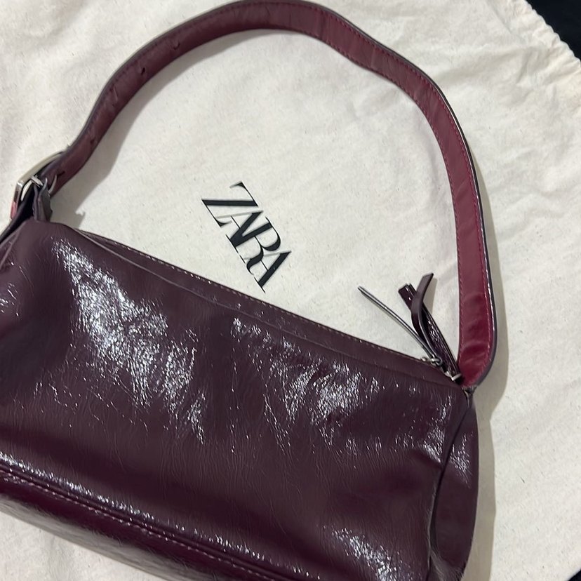 Zara Bordo Deri Fermuarlı Kadın Çanta - Görsel 2