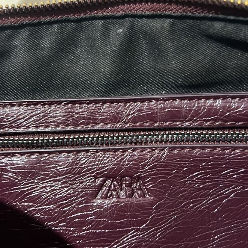 Zara Bordo Deri Fermuarlı Kadın Çanta - Görsel 4