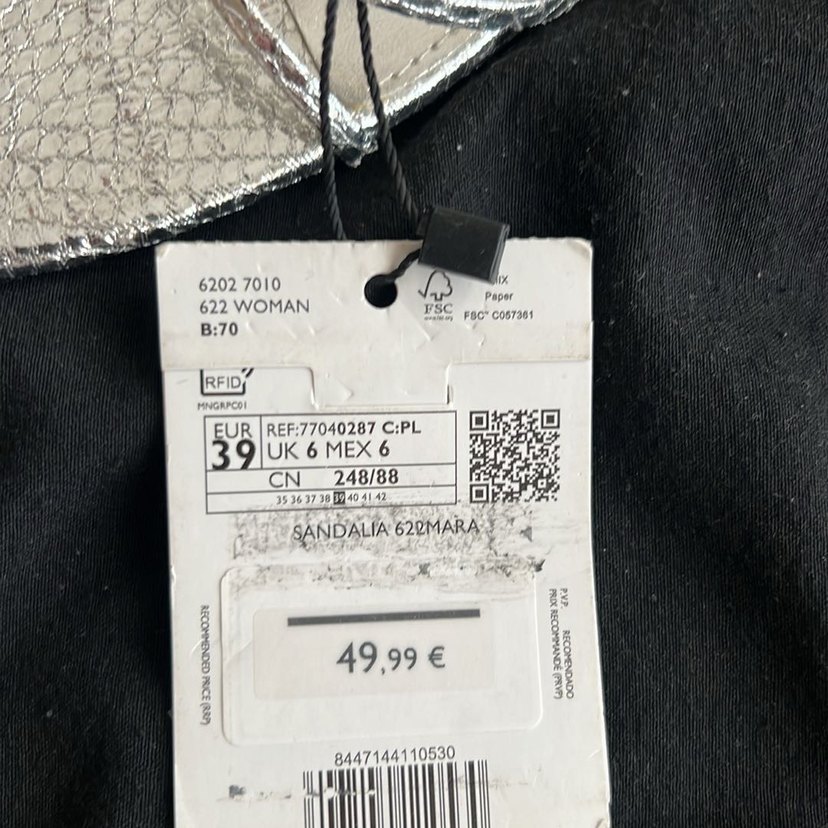 Mango Gümüş Metal Yılan Desenli İnce Topuklu Ayakkabı - Görsel 5