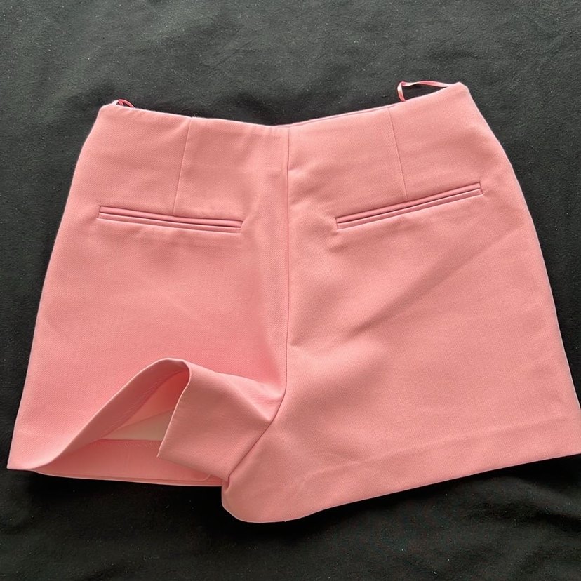 Zara Pembe Mini Şort Etek Fermuarlı Dar Kesim - Görsel 2