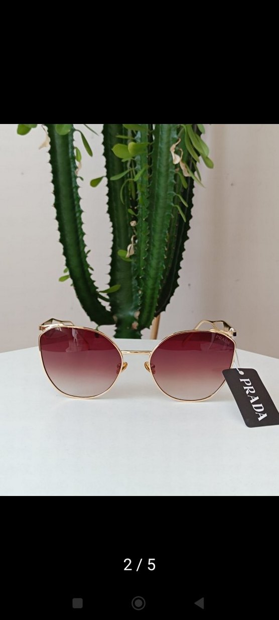 Parlak Altın Prada Kadın Güneş Gözlüğü - Görsel 2