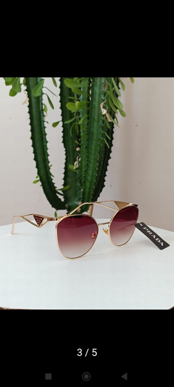Parlak Altın Prada Kadın Güneş Gözlüğü - Görsel 4