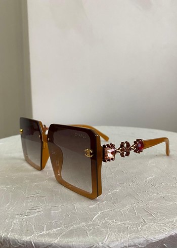 Zincir Detaylı Parlak Kahverengi CHANEL Gözlük - Görsel 5
