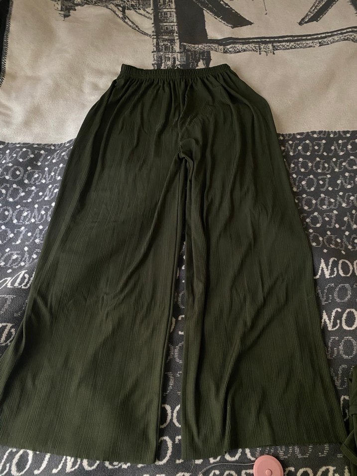 Düğmeli Uzun Kollu Haki Kadın Tunik takım pantolon - Görsel 3