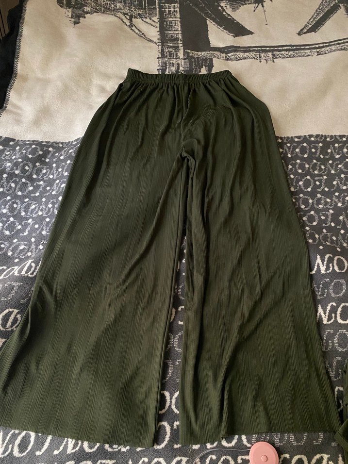 Düğmeli Uzun Kollu Haki Kadın Tunik takım pantolon - Görsel 4