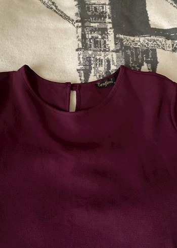 Bordo Uzun Kollu Salaş Kadın Tunik - Görsel 2