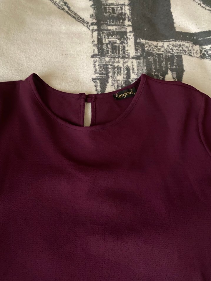 Bordo Uzun Kollu Salaş Kadın Tunik - Görsel 2