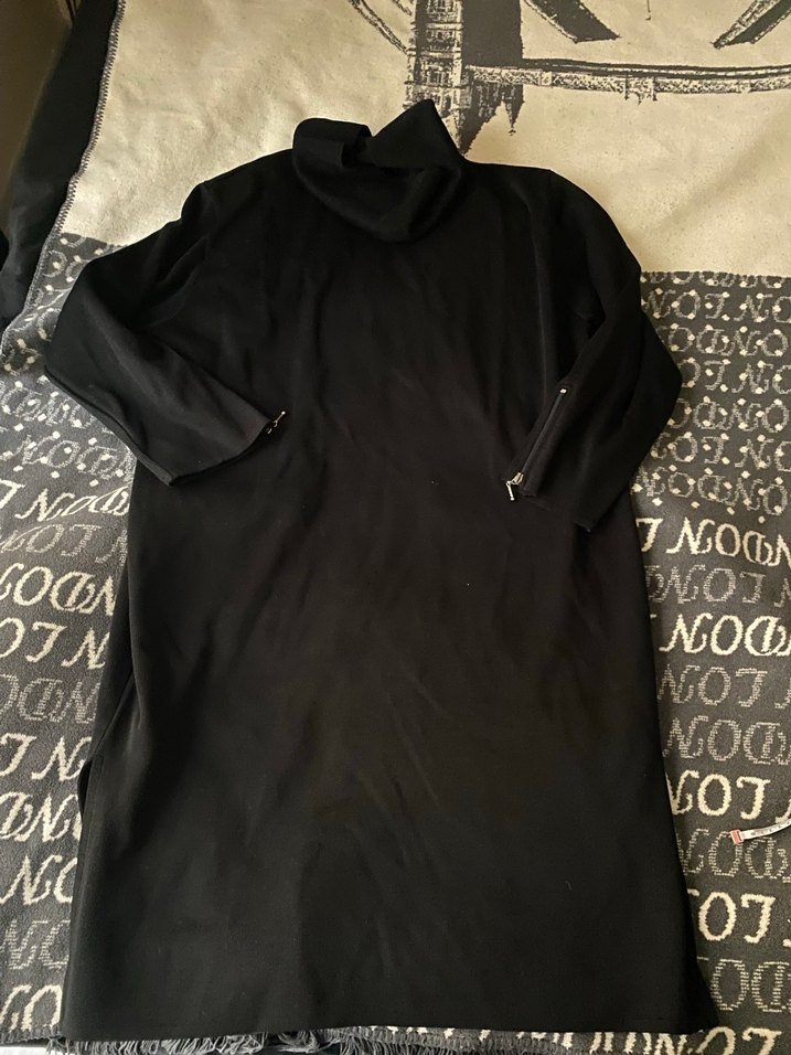 Siyah Kapüşonlu Fermuarlı Uzun Kadın Ceket - Görsel 4