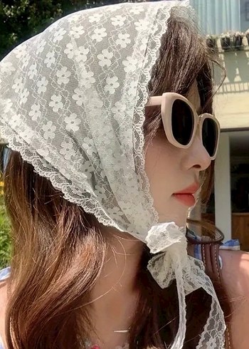 Kadın Beyaz Dantel Şal - Görsel 2