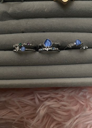 Mavi Boncuklu Bohem Vintage Yüzük - Görsel 3