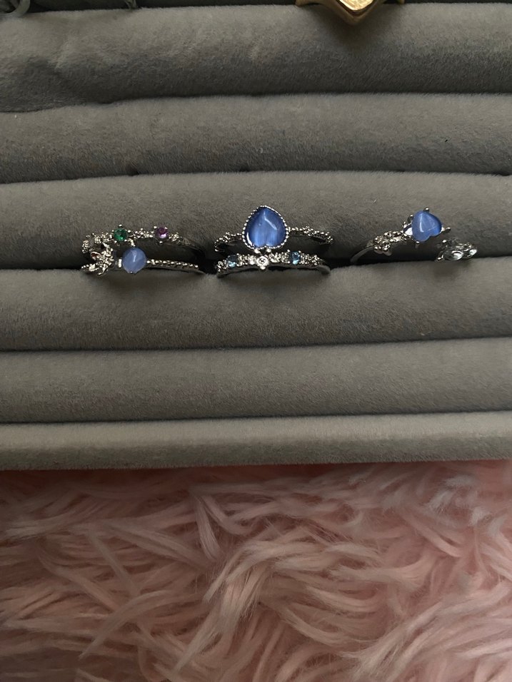 Mavi Boncuklu Bohem Vintage Yüzük - Görsel 3