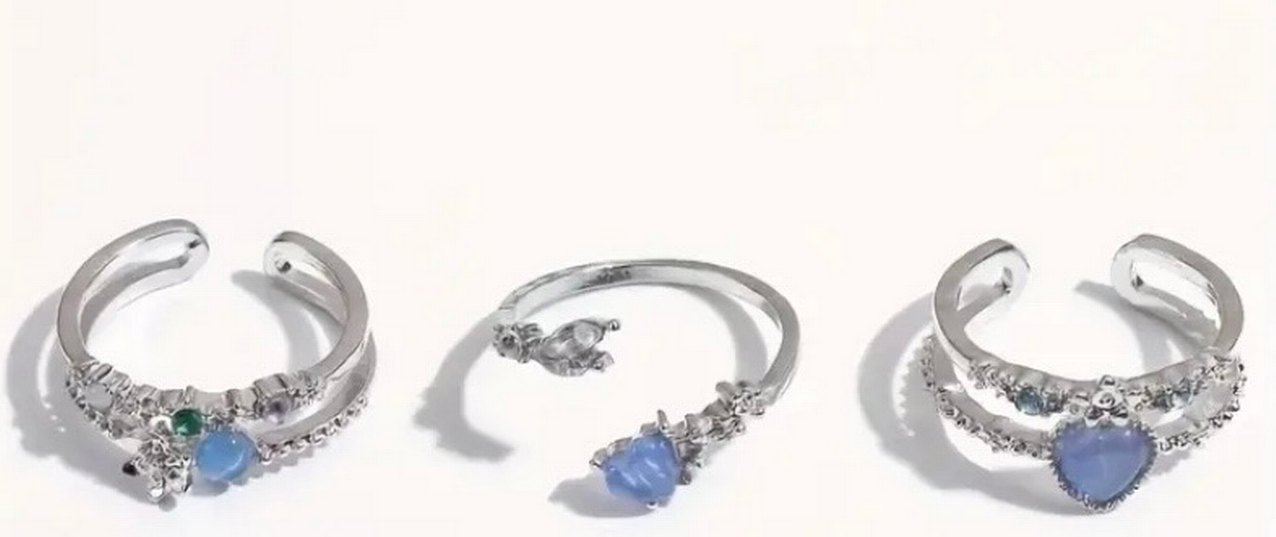 Mavi Boncuklu Bohem Vintage Yüzük - Görsel 2