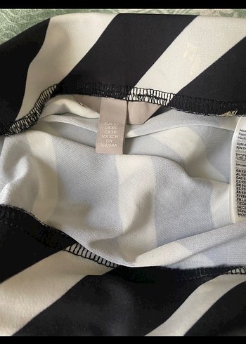 Çizgili Siyah Gri Drapeli Uzun Etek H&M - Görsel 3