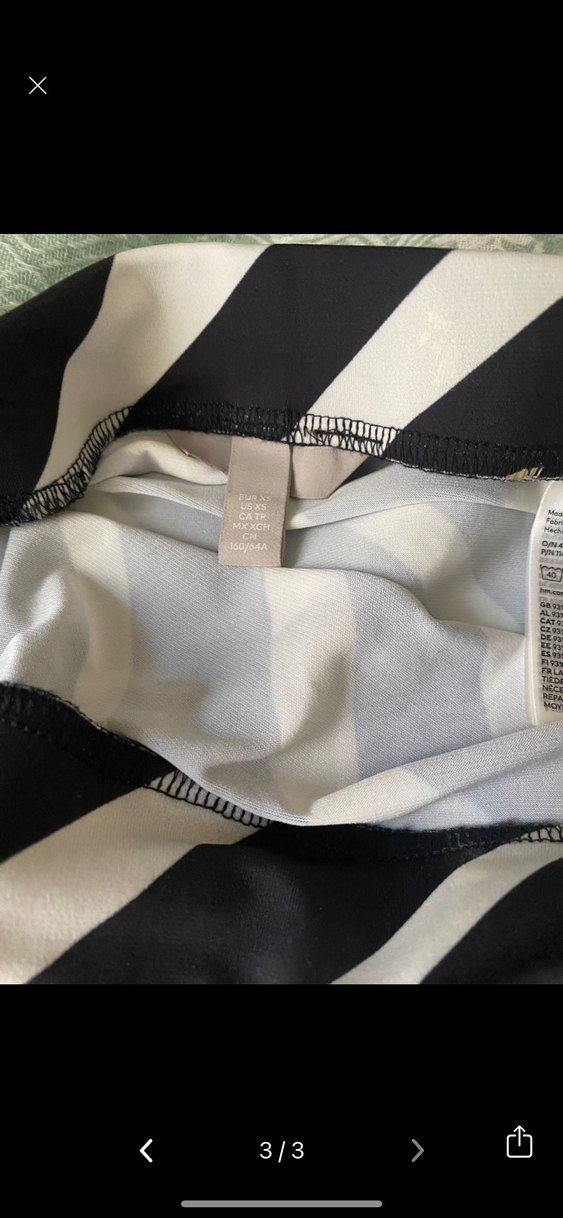 Çizgili Siyah Gri Drapeli Uzun Etek H&M - Görsel 3