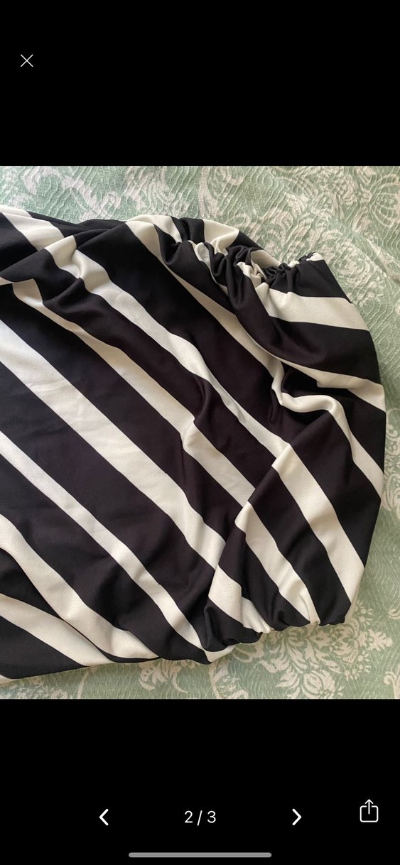 Çizgili Siyah Gri Drapeli Uzun Etek H&M - Görsel 2