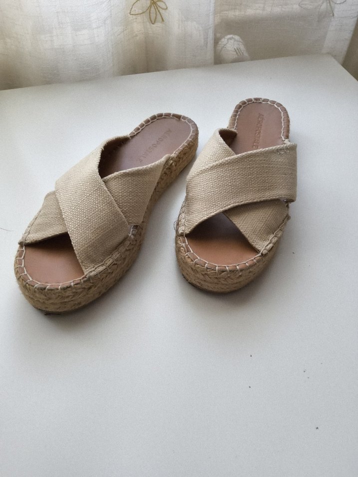 Bej Dolgu Topuklu Aeropostale Bohem Terlik - Görsel 5