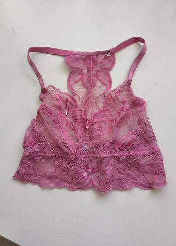 Pembe Dantel Bohem Vintage Sütyen