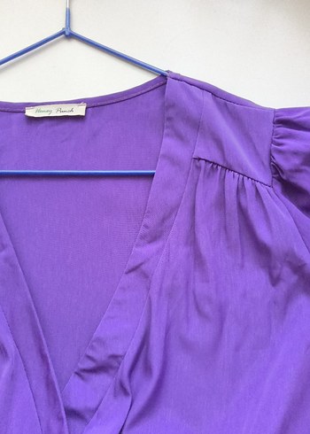 Mor Uzun Kollu Şık Elbise - Görsel 5