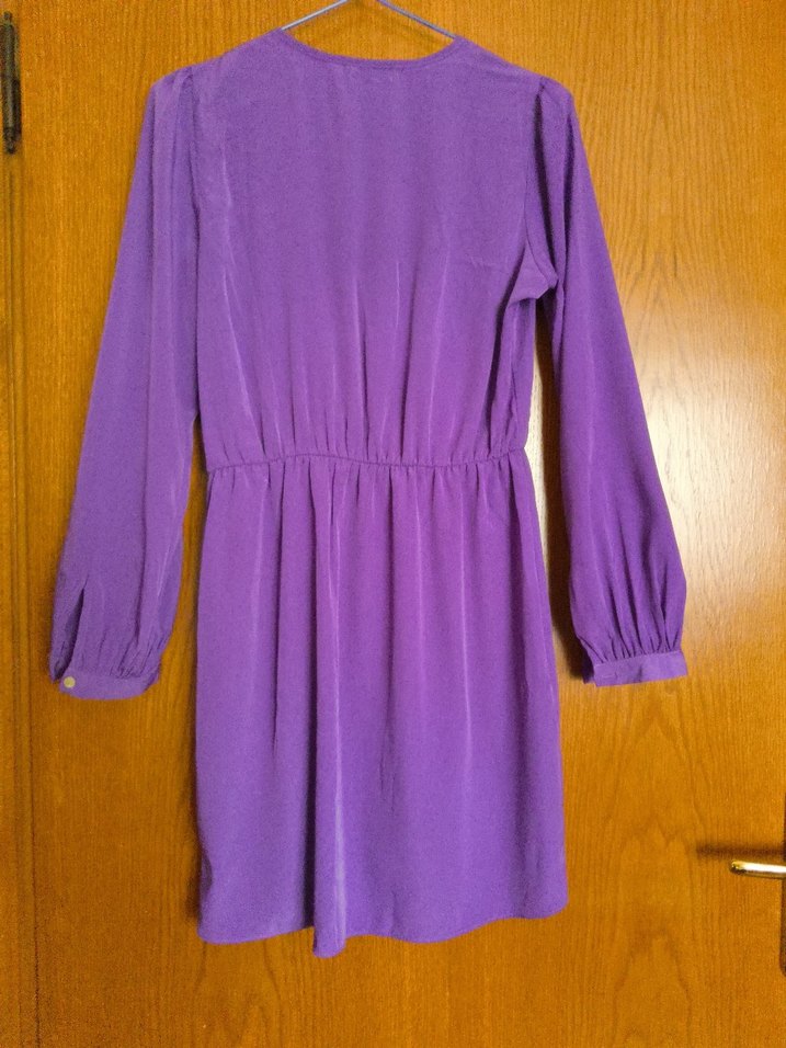 Mor Uzun Kollu Şık Elbise - Görsel 4