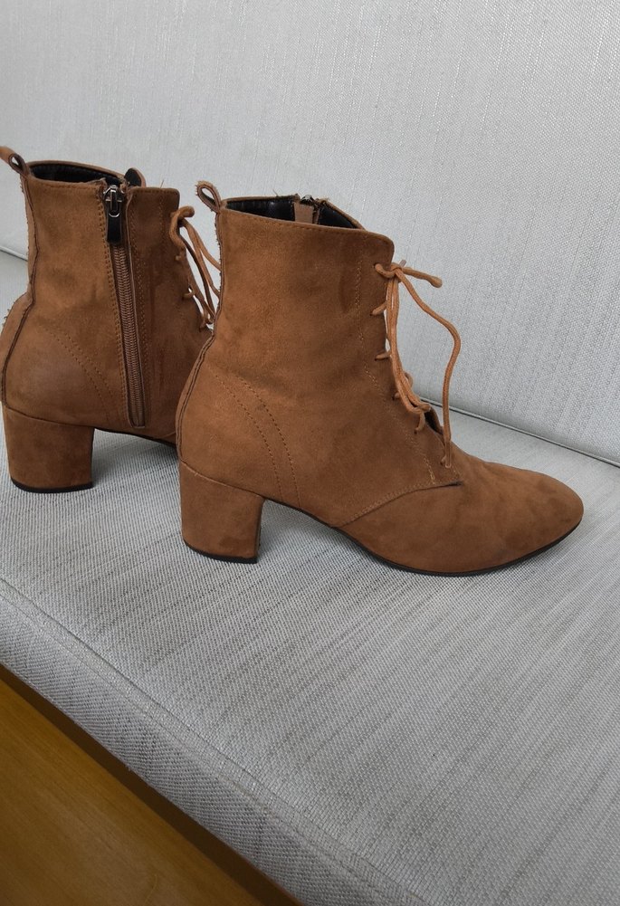 Bej Süet Kadın Topuklu Bot - Görsel 4