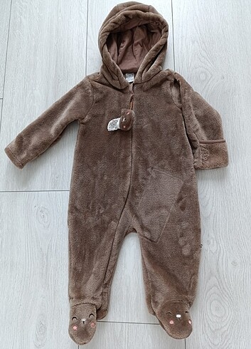 9 Ay Beden kahverengi Renk Bebek peluş tulum