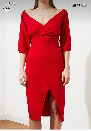 Trendyol & Milla Kırmızı drape detaylı elbise