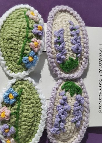 Nakışlı Örgü Kız Çocuk Saç Tokası Seti - Görsel 4