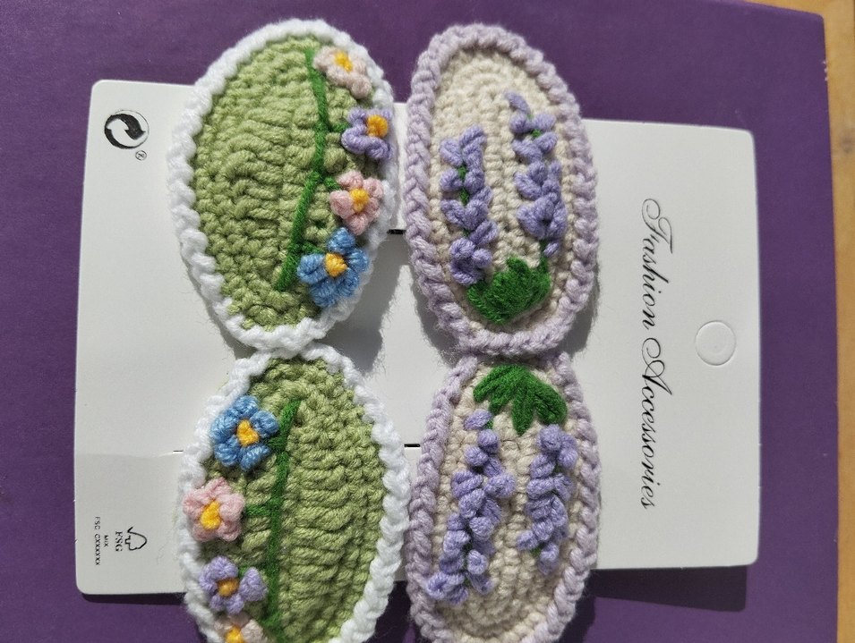 Nakışlı Örgü Kız Çocuk Saç Tokası Seti - Görsel 4