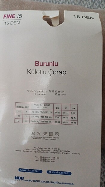 universal Beden Külotlu corap 57 ten rengi
