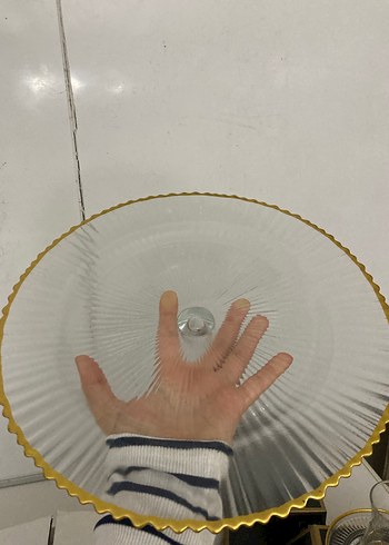 Altın Kenarlı Vintage Cam Servis Tabağı - Görsel 3