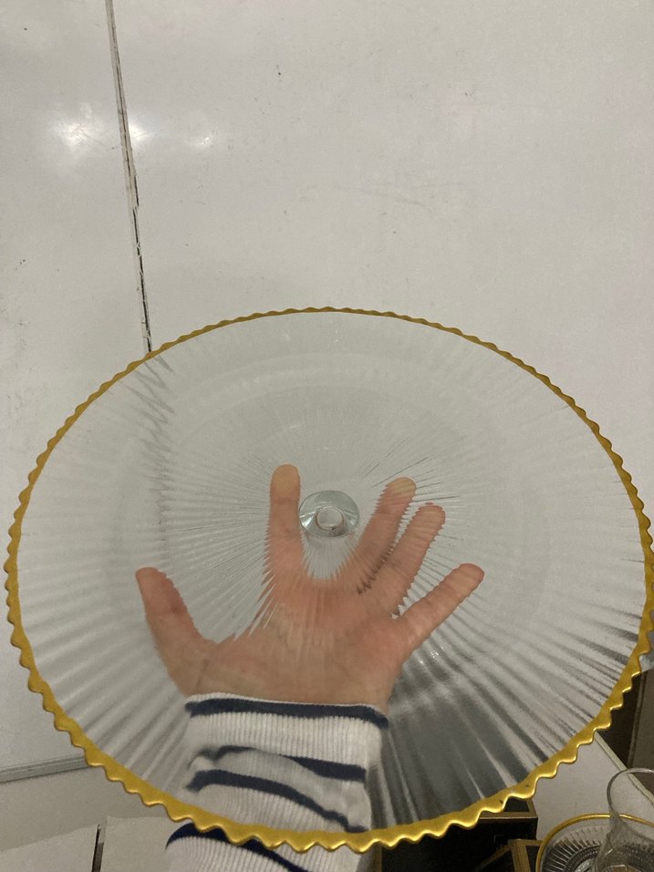 Altın Kenarlı Vintage Cam Servis Tabağı - Görsel 3