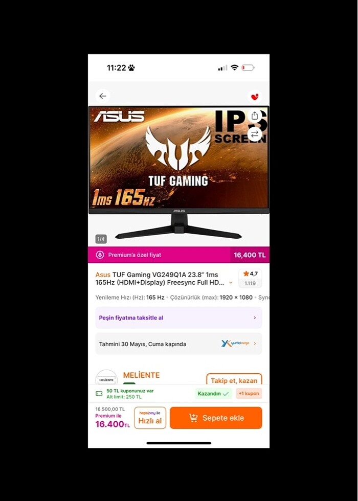 ASUS MONİTÖR 23.8? 165Hz - Görsel 4