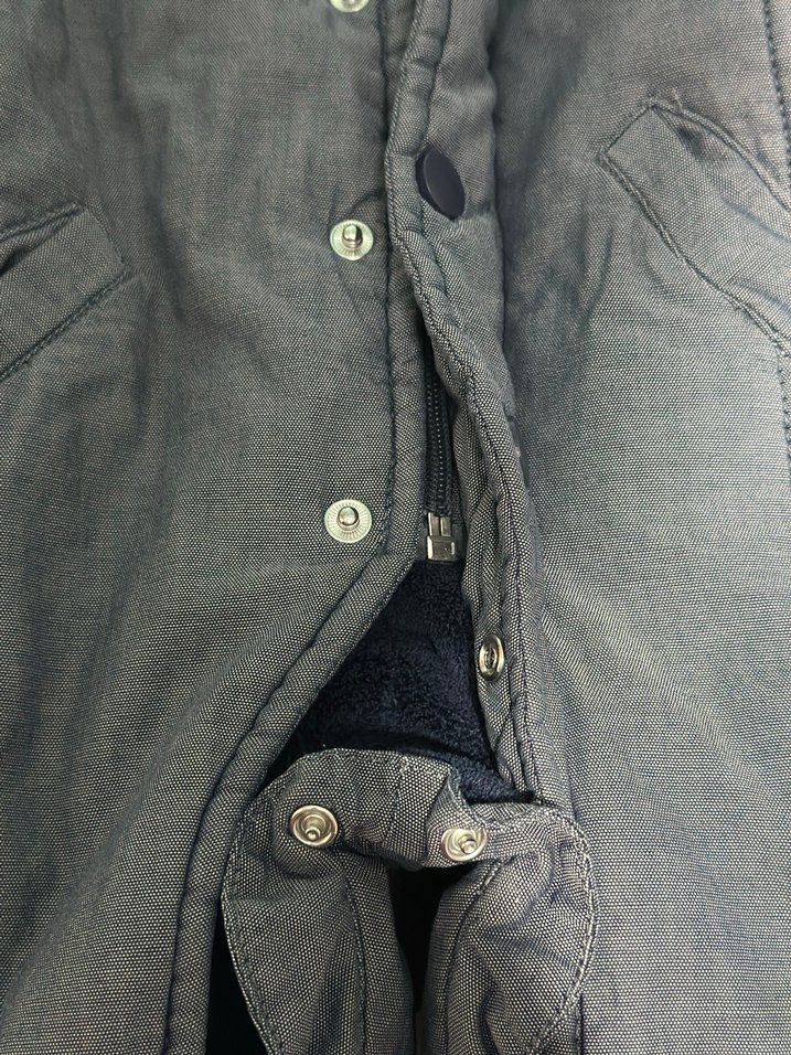 KANZ Gri Denim Görünümlü Kürklü Bebek Tulumu - Görsel 2