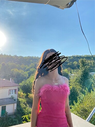 Trendyol & Milla Otrişli pembe gece abiyesi