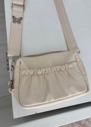 Beden beyaz Renk Beyaz Fermuarlı Minimalist Kadın Çantası