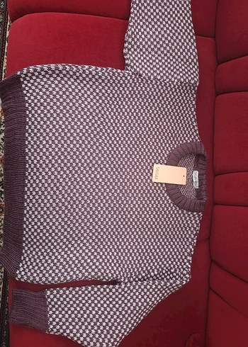 Mor Gri Örgü Salaş Kadın Kazak - Görsel 3