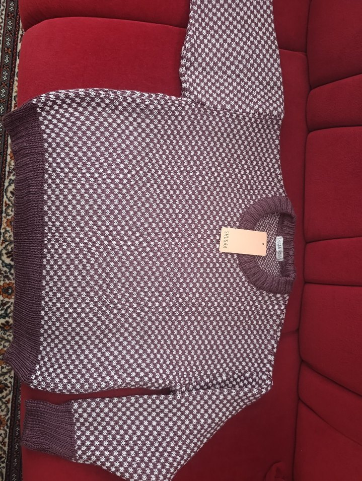 Mor Gri Örgü Salaş Kadın Kazak - Görsel 3