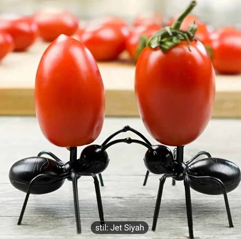 Siyah  12 adet Karınca  meyve sebze peynir vb icin  şişler - Görsel 3