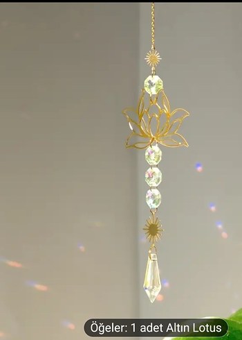 Altın Renkli Lotus ve Kristal Sarkaç - Görsel 2