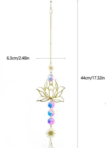 Altın Renkli Lotus ve Kristal Sarkaç - Görsel 4