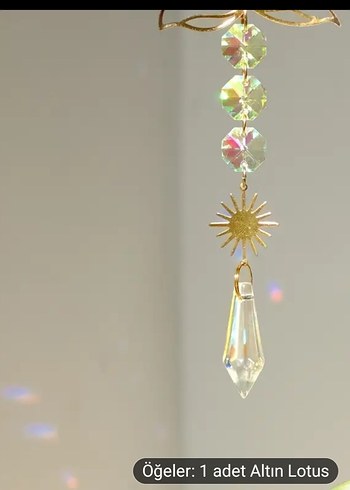 Altın Renkli Lotus ve Kristal Sarkaç - Görsel 3