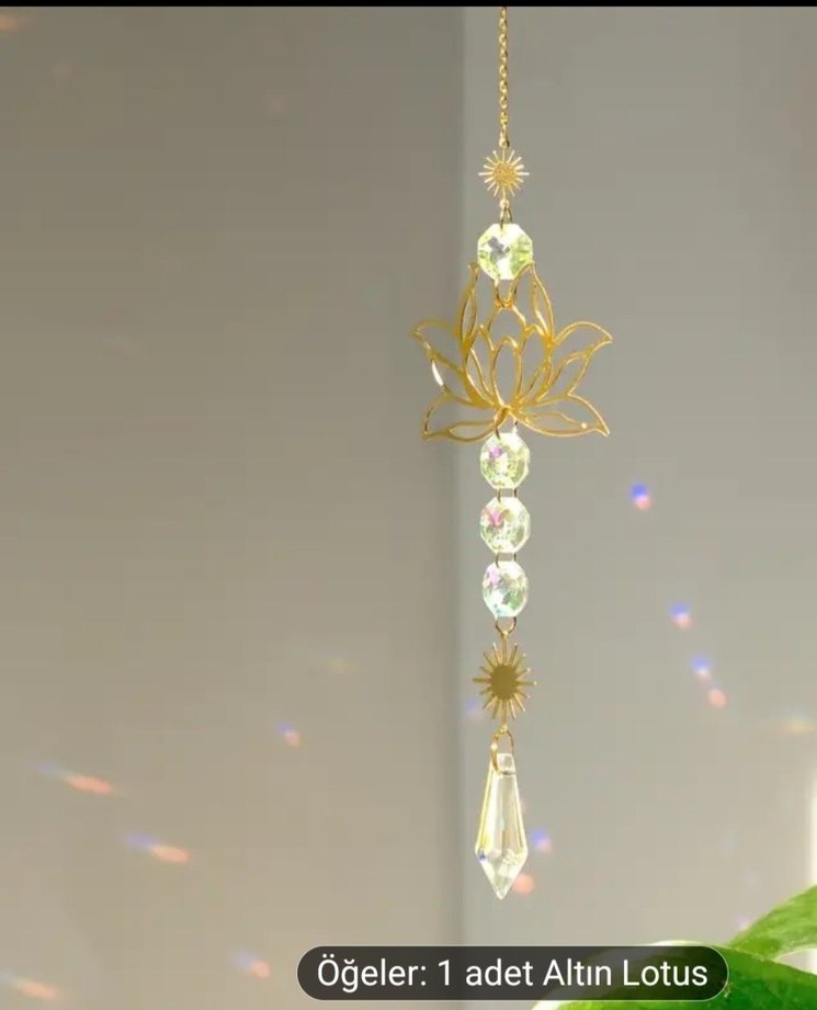 Altın Renkli Lotus ve Kristal Sarkaç - Görsel 2