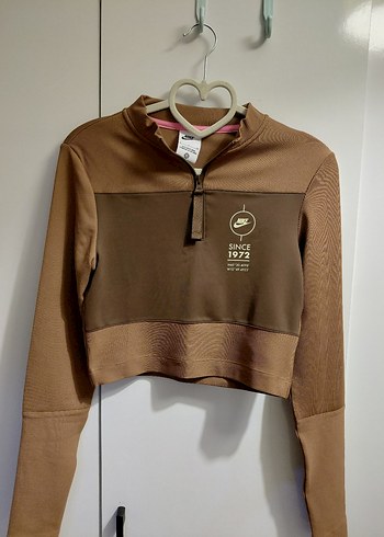 Nike Kahverengi Yarım Fermuarlı Kadın Sweatshirt