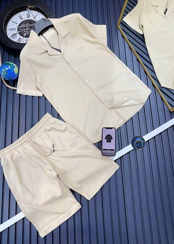 Erkek Gri Kısa Kollu Düğmeli Pijama Takımı - Görsel 2