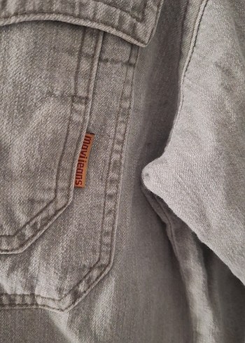 Mavi Erkek Gri Keten Düğmeli Gömlek - Görsel 3