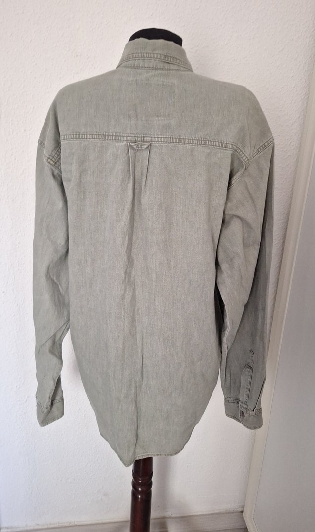 Mavi Erkek Gri Keten Düğmeli Gömlek - Görsel 5